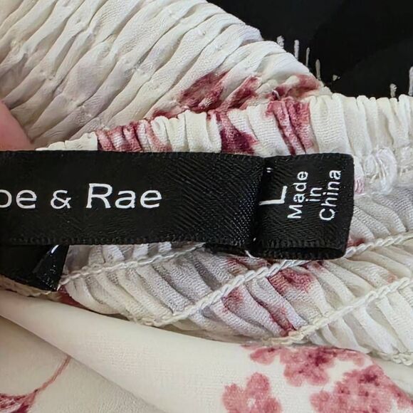 Doe & Rae White Floral Long Sleeve Blouse Women’s L - Picture 7 of 9